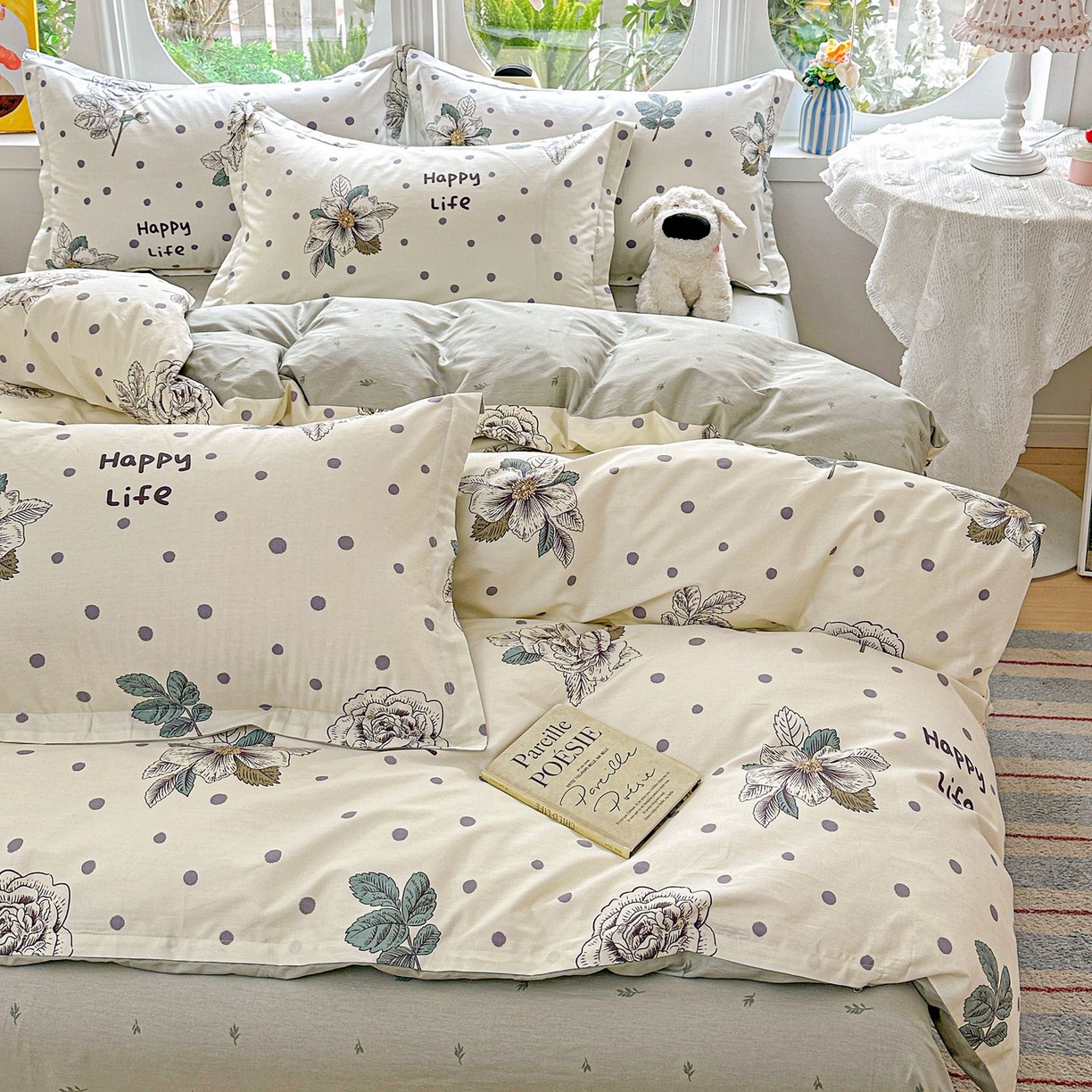 91家纺网 家纺一手货源 找家纺 恩泽家纺 2026新款13372ins全棉印花四件套单品系列-四件套 繁花夕露