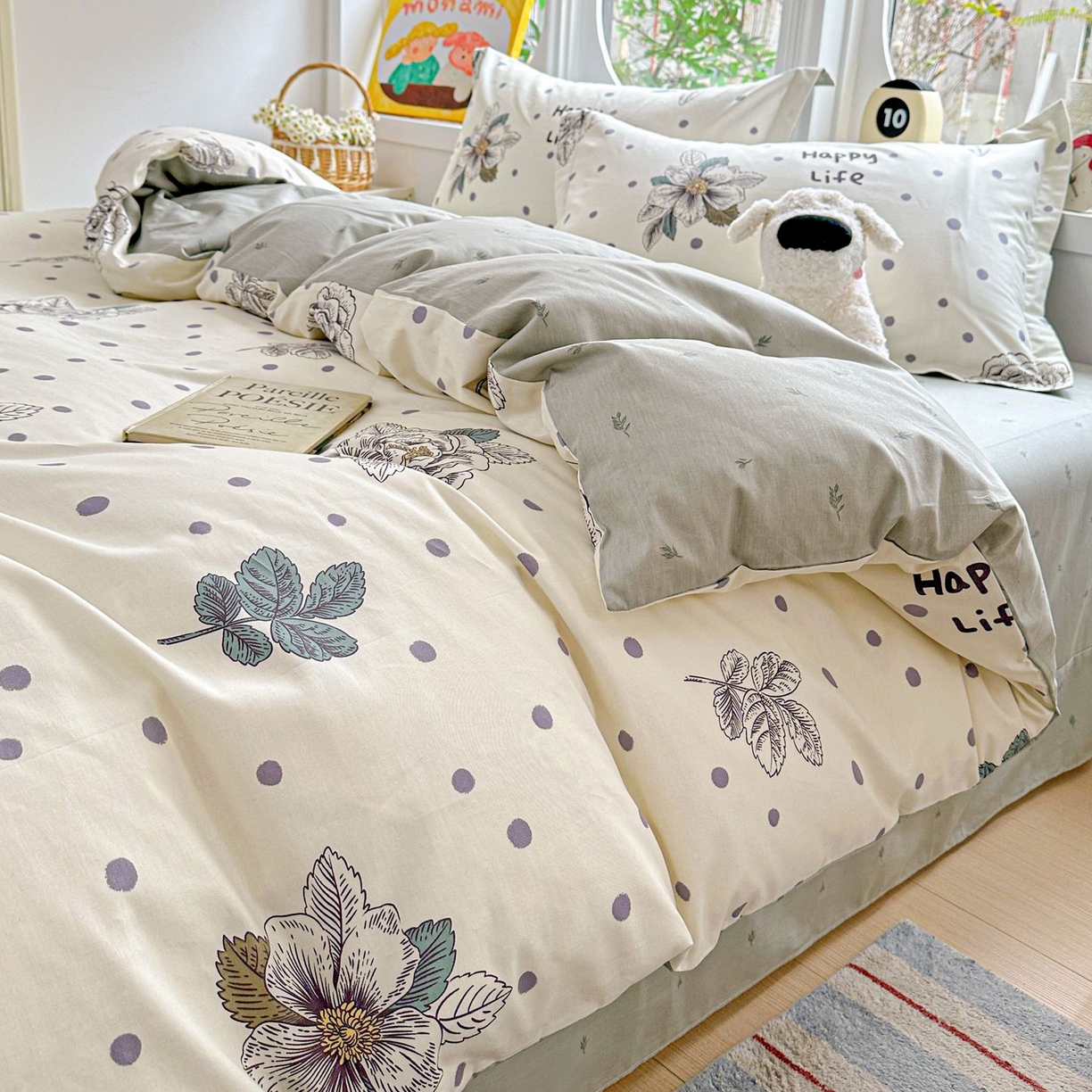 91家纺网 家纺一手货源 找家纺 恩泽家纺 2026新款13372ins全棉印花四件套单品系列-四件套 繁花夕露