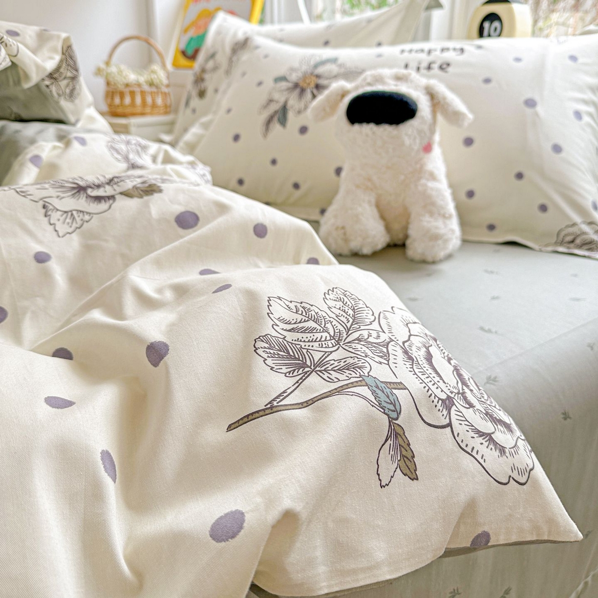 91家纺网 家纺一手货源 找家纺 恩泽家纺 2026新款13372ins全棉印花四件套单品系列-四件套 繁花夕露