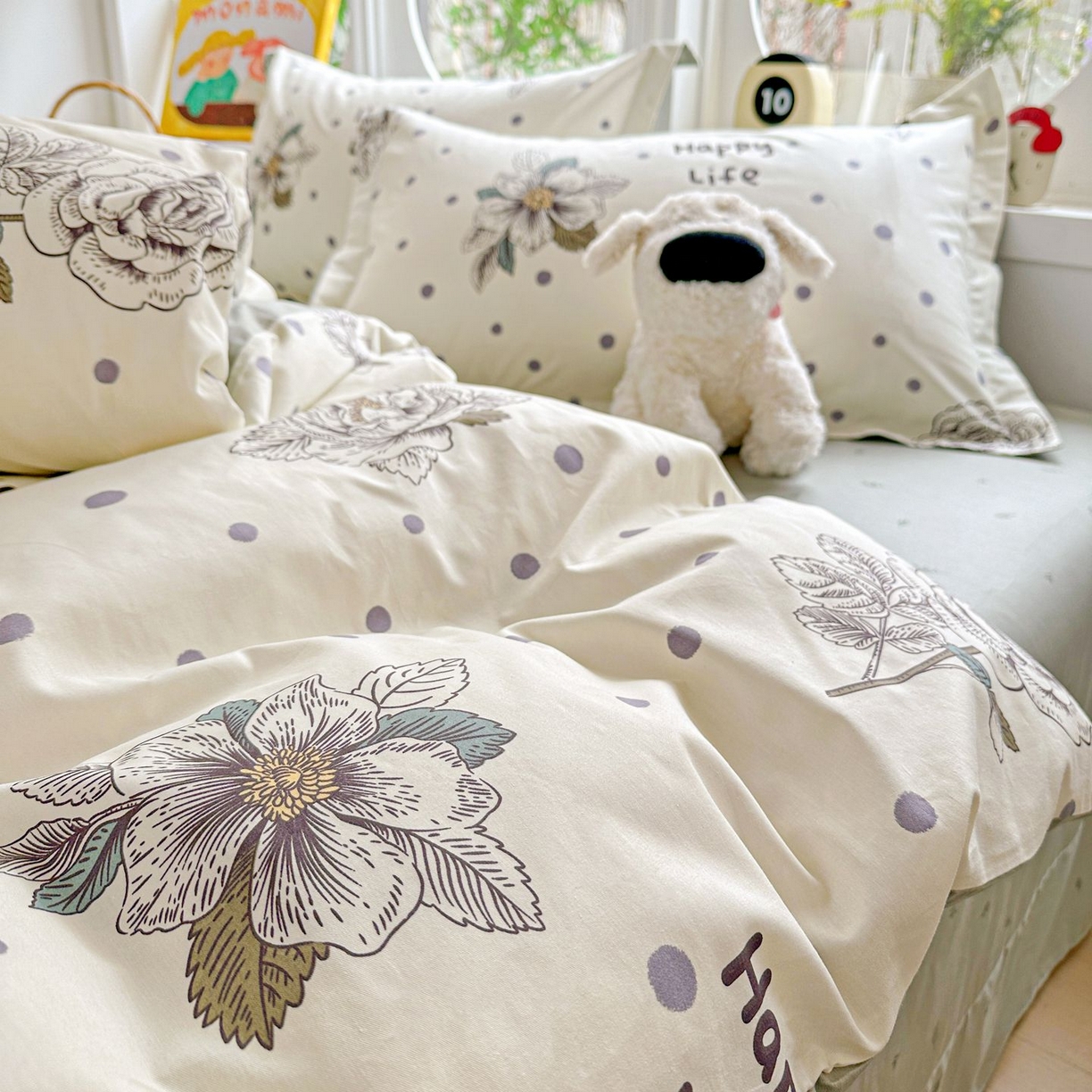 91家纺网 家纺一手货源 找家纺 恩泽家纺 2026新款13372ins全棉印花四件套单品系列-四件套 繁花夕露