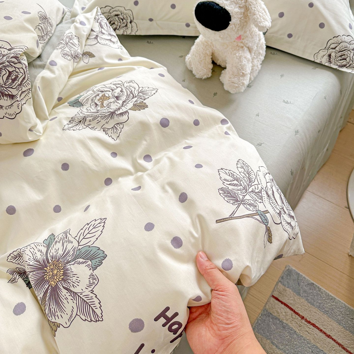 91家纺网 家纺一手货源 找家纺 恩泽家纺 2026新款13372ins全棉印花四件套单品系列-四件套 繁花夕露