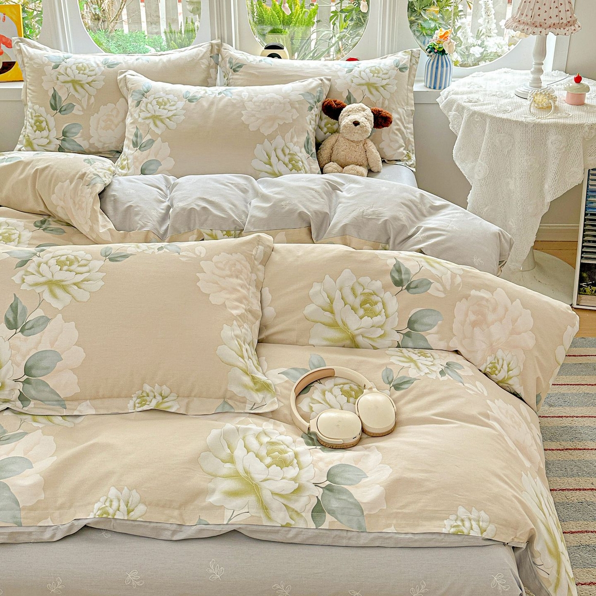 91家纺网 家纺一手货源 找家纺 恩泽家纺 2026新款13372ins全棉印花四件套单品系列-四件套 花开宿语