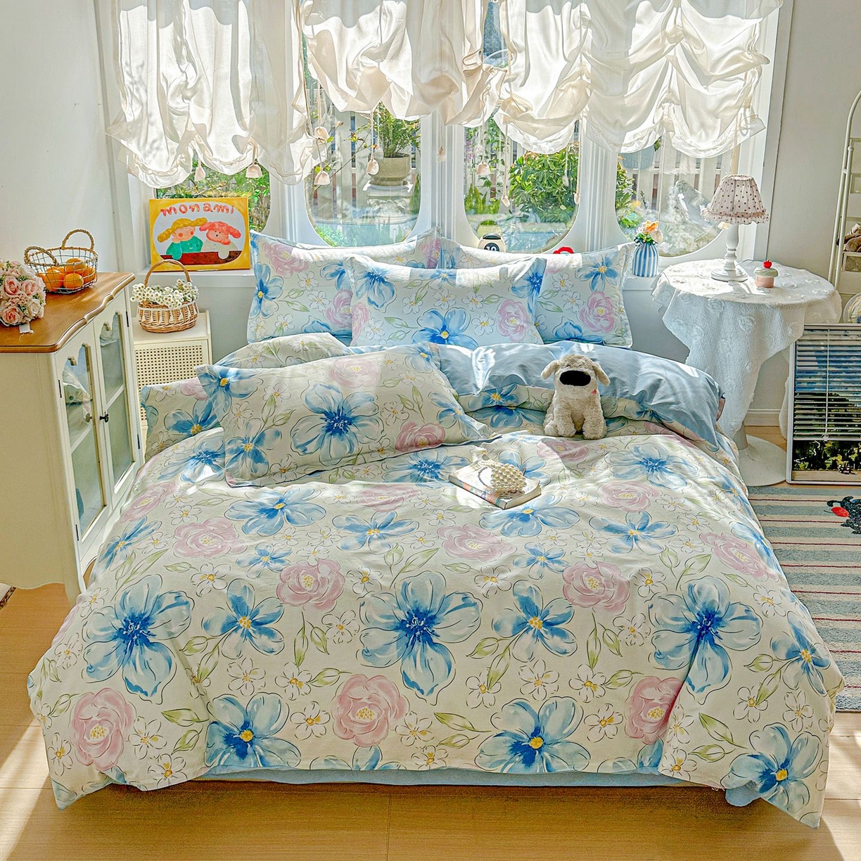 91家纺网 家纺一手货源 找家纺 恩泽家纺 2026新款13372ins全棉印花四件套单品系列-四件套 花影间