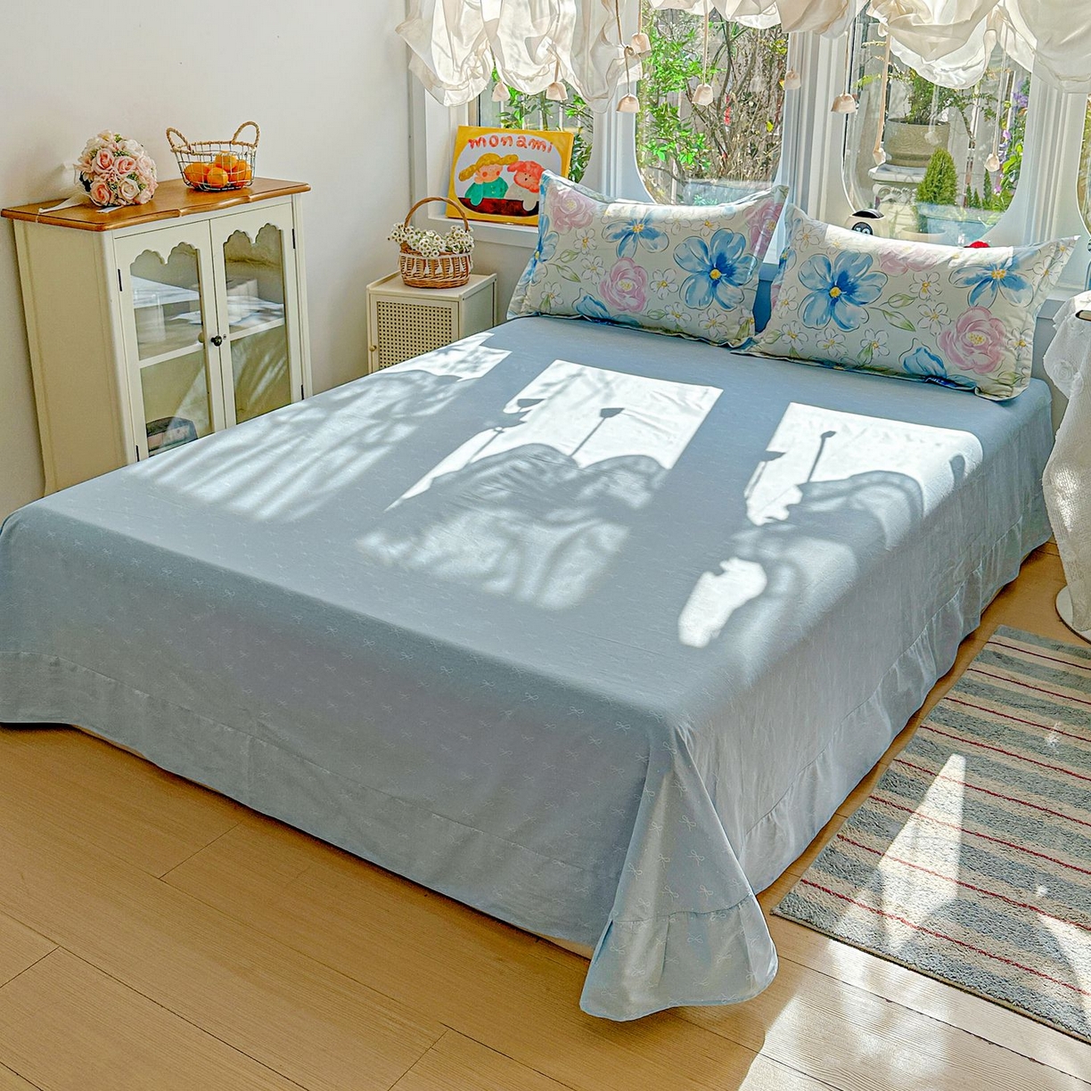 91家纺网 家纺一手货源 找家纺 恩泽家纺 2026新款13372ins全棉印花四件套单品系列-四件套 花影间