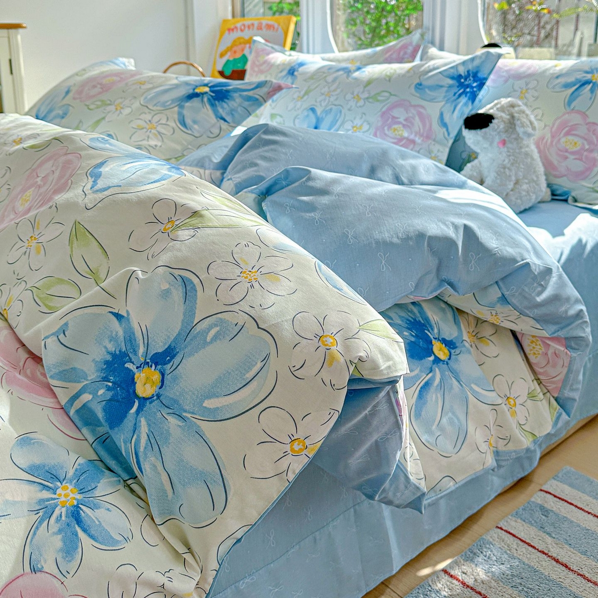 91家纺网 家纺一手货源 找家纺 恩泽家纺 2026新款13372ins全棉印花四件套单品系列-四件套 花影间