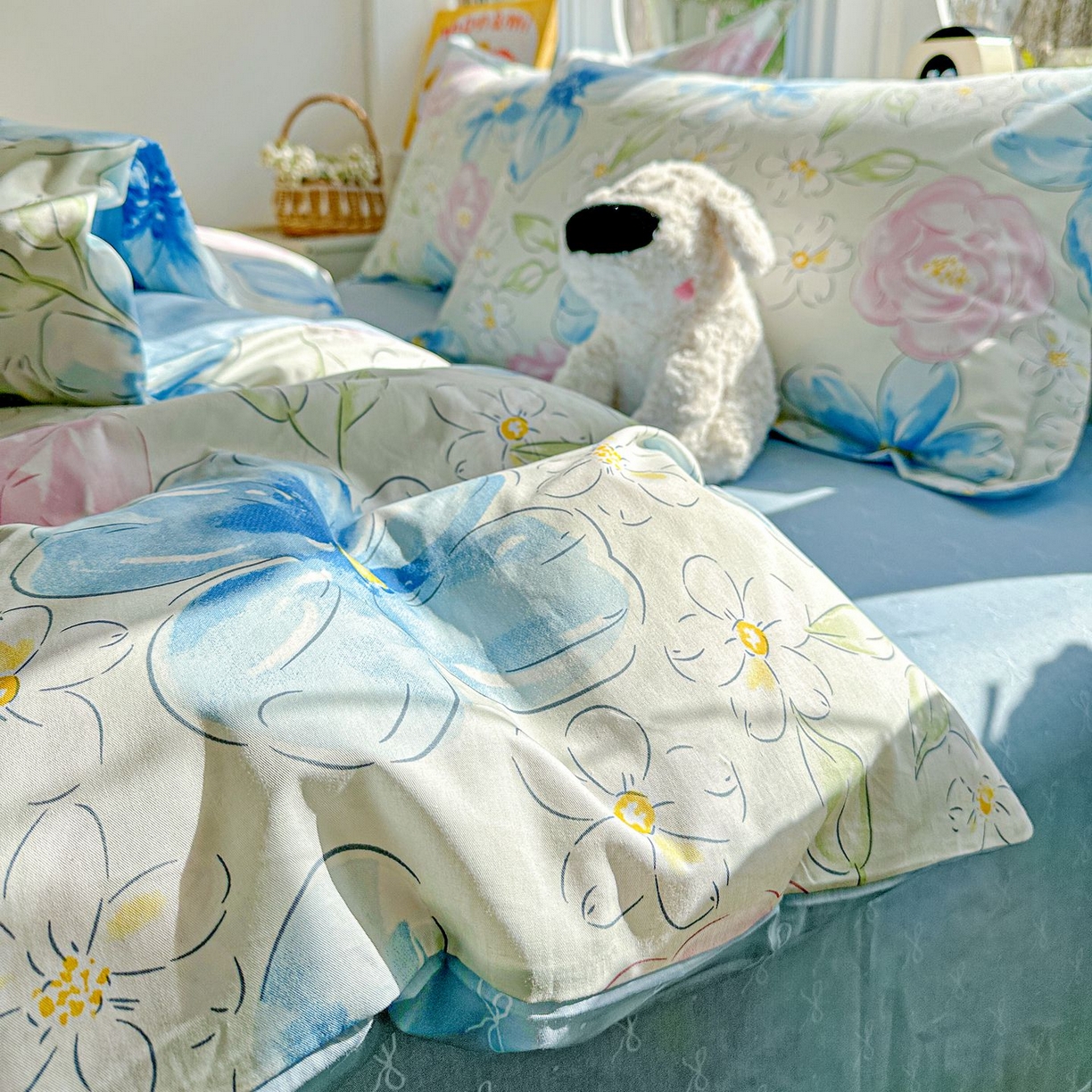 91家纺网 家纺一手货源 找家纺 恩泽家纺 2026新款13372ins全棉印花四件套单品系列-四件套 花影间