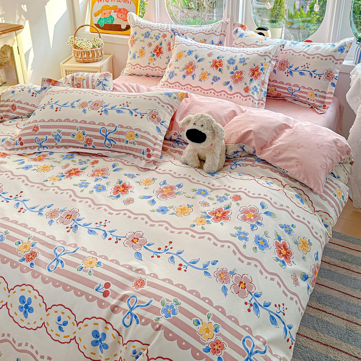 91家纺网 家纺一手货源 找家纺 恩泽家纺 2026新款13372ins全棉印花四件套单品系列-四件套 眷恋