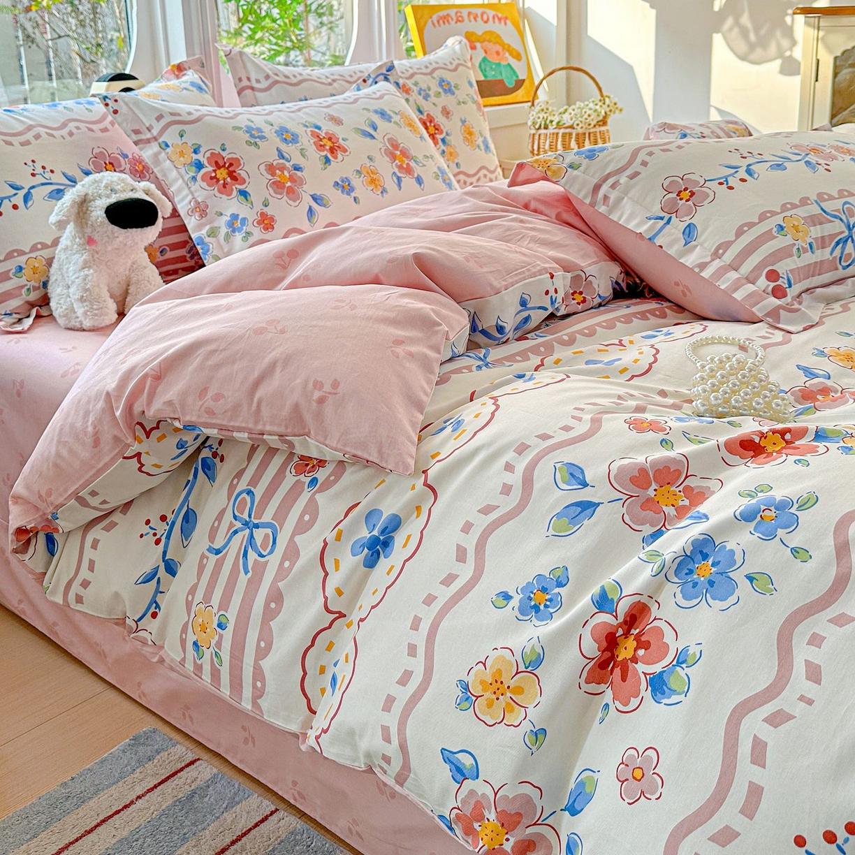 91家纺网 家纺一手货源 找家纺 恩泽家纺 2026新款13372ins全棉印花四件套单品系列-四件套 眷恋