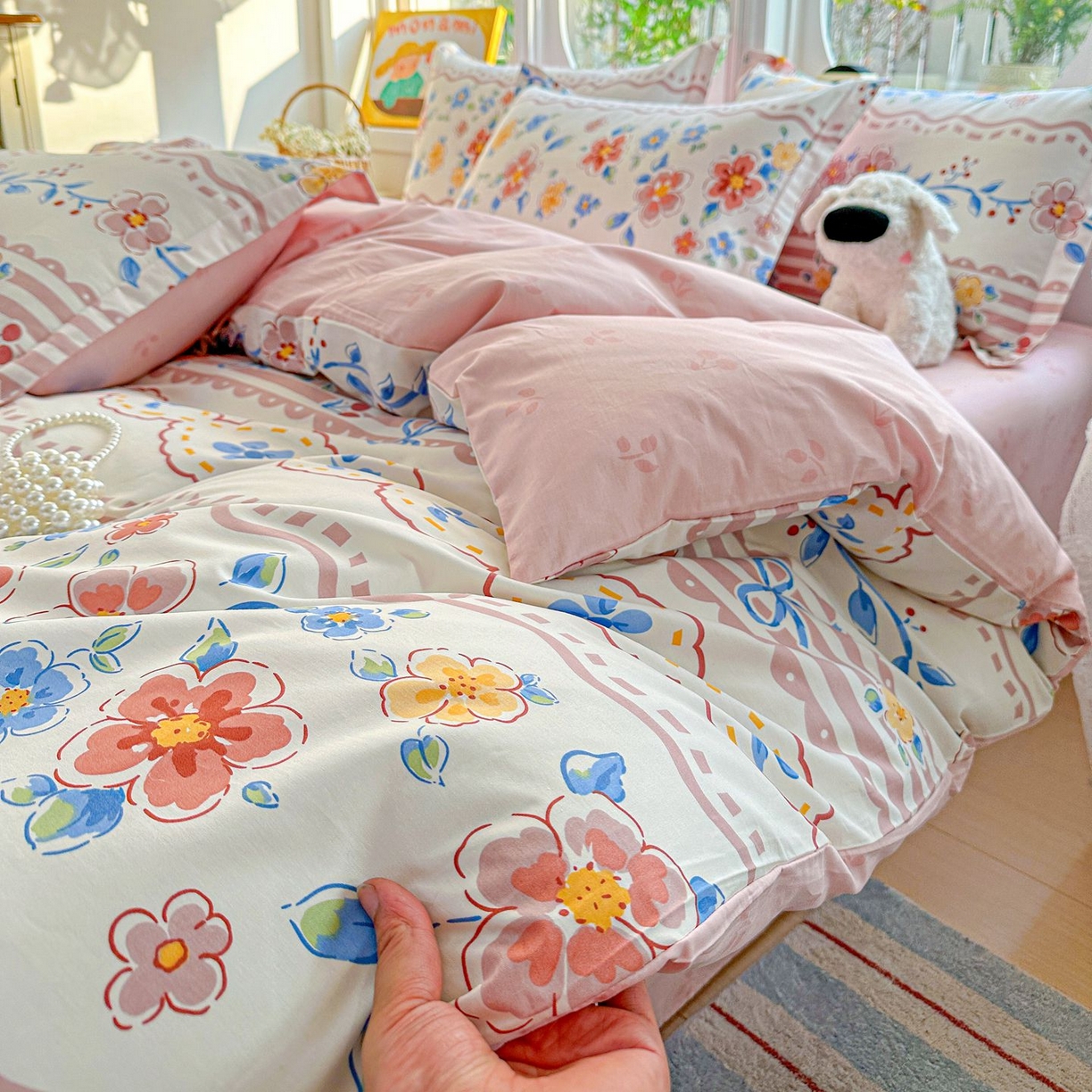 91家纺网 家纺一手货源 找家纺 恩泽家纺 2026新款13372ins全棉印花四件套单品系列-四件套 眷恋