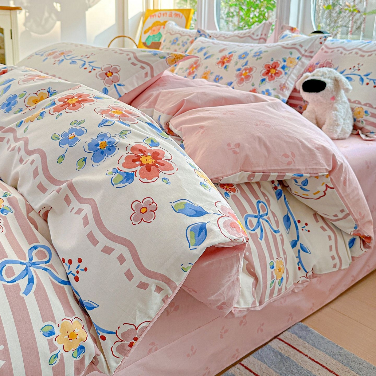 91家纺网 家纺一手货源 找家纺 恩泽家纺 2026新款13372ins全棉印花四件套单品系列-四件套 眷恋