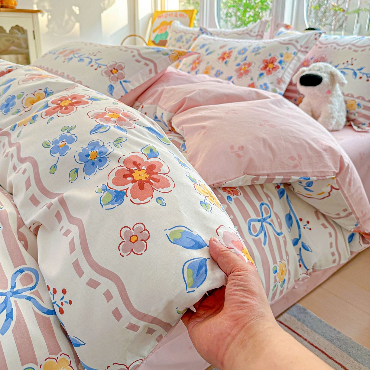 91家纺网 家纺一手货源 找家纺 恩泽家纺 2026新款13372ins全棉印花四件套单品系列-四件套 眷恋