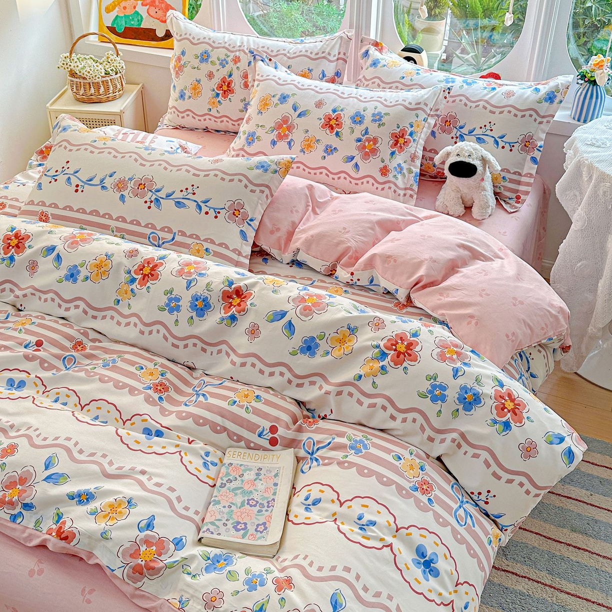 91家纺网 家纺一手货源 找家纺 恩泽家纺 2026新款13372ins全棉印花四件套单品系列-四件套 眷恋