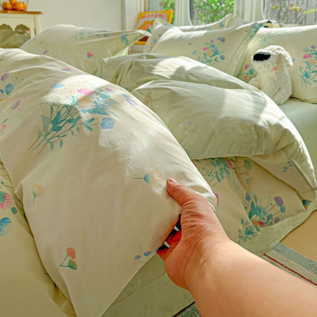 91家纺网 家纺一手货源 找家纺 恩泽家纺 2026新款13372ins全棉印花四件套单品系列-四件套 空谷幽兰