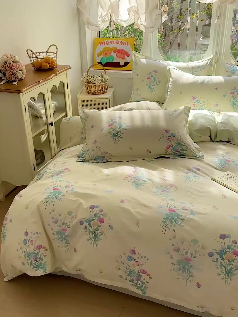 91家纺网 家纺一手货源 找家纺 恩泽家纺 2026新款13372ins全棉印花四件套单品系列-四件套 空谷幽兰