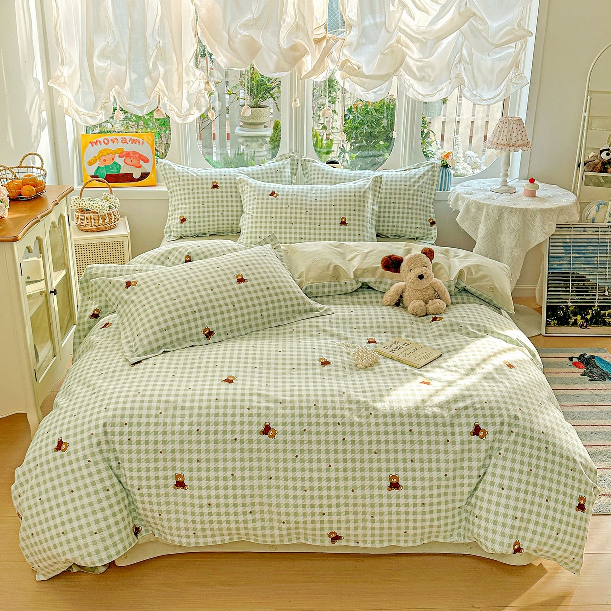 91家纺网 家纺一手货源 找家纺 恩泽家纺 2026新款13372ins全棉印花四件套单品系列-四件套 酷仔熊