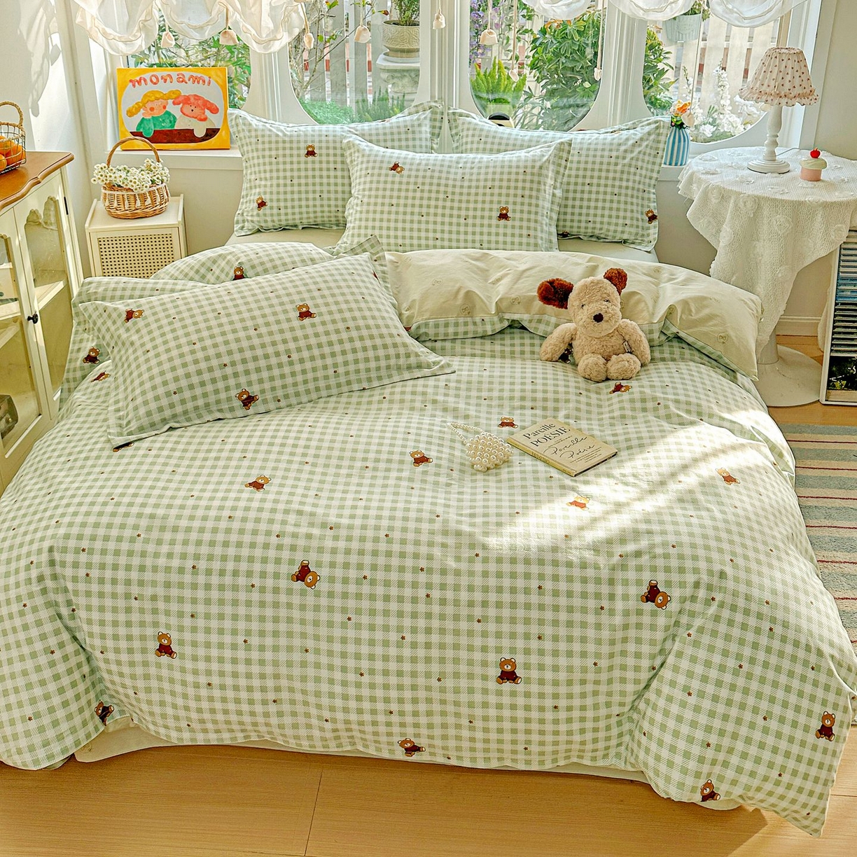 91家纺网 家纺一手货源 找家纺 恩泽家纺 2026新款13372ins全棉印花四件套单品系列-四件套 酷仔熊