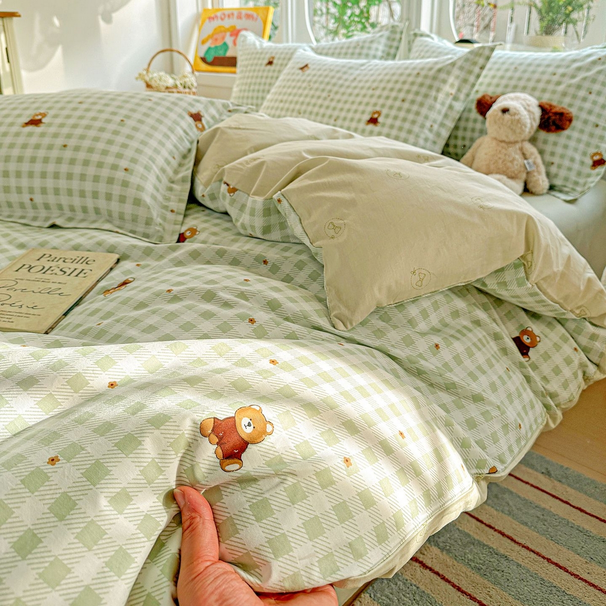 91家纺网 家纺一手货源 找家纺 恩泽家纺 2026新款13372ins全棉印花四件套单品系列-四件套 酷仔熊