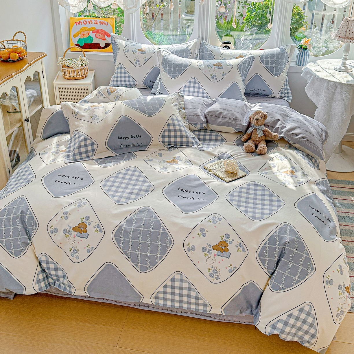 91家纺网 家纺一手货源 找家纺 恩泽家纺 2026新款13372ins全棉印花四件套单品系列-四件套 乐园