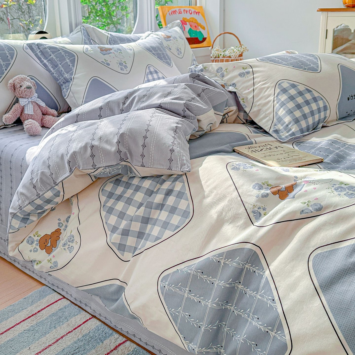 91家纺网 家纺一手货源 找家纺 恩泽家纺 2026新款13372ins全棉印花四件套单品系列-四件套 乐园