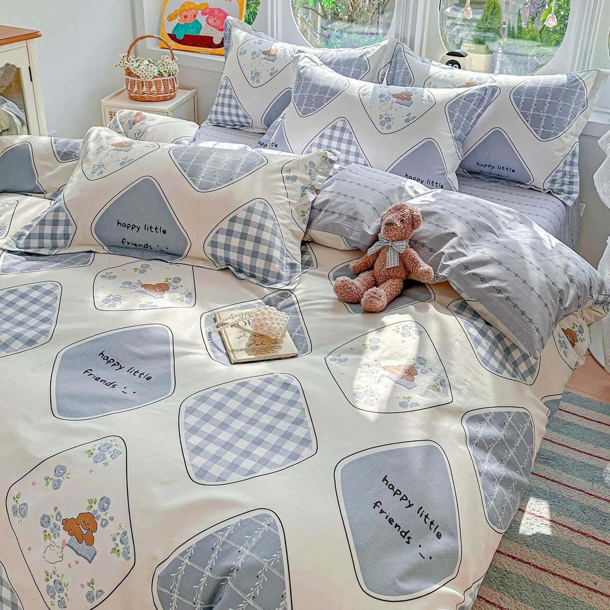 91家纺网 家纺一手货源 找家纺 恩泽家纺 2026新款13372ins全棉印花四件套单品系列-四件套 乐园