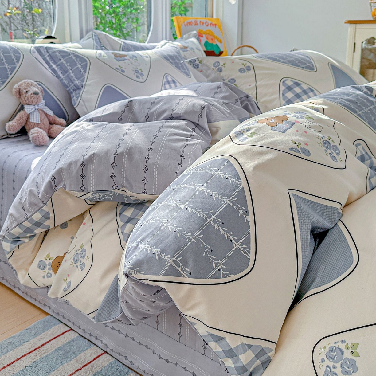 91家纺网 家纺一手货源 找家纺 恩泽家纺 2026新款13372ins全棉印花四件套单品系列-四件套 乐园