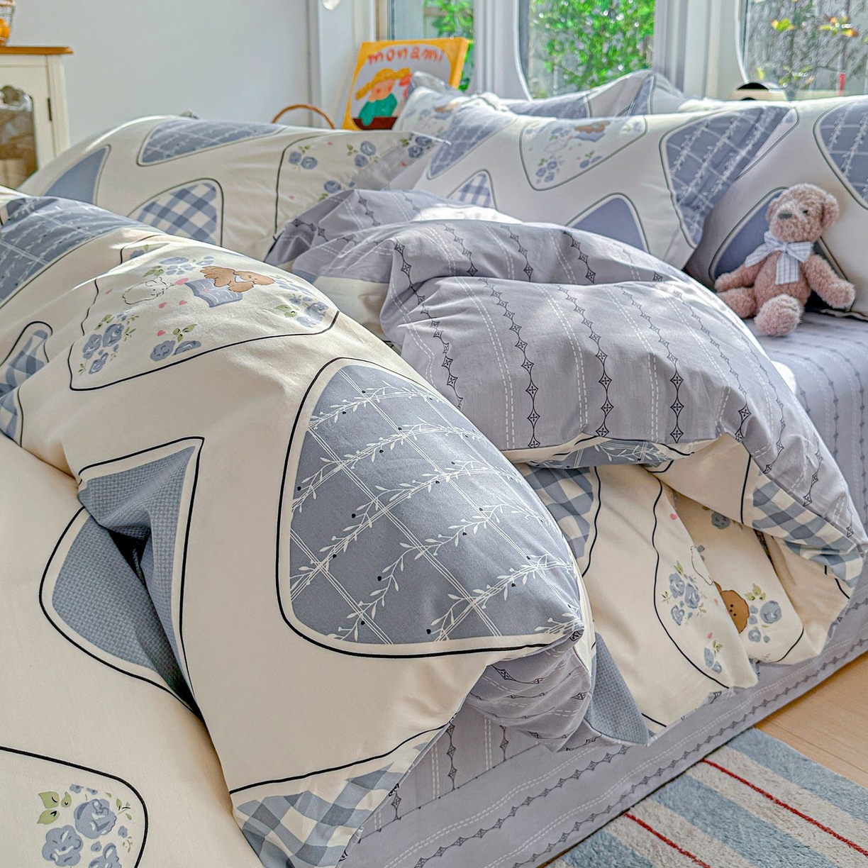 91家纺网 家纺一手货源 找家纺 恩泽家纺 2026新款13372ins全棉印花四件套单品系列-四件套 乐园