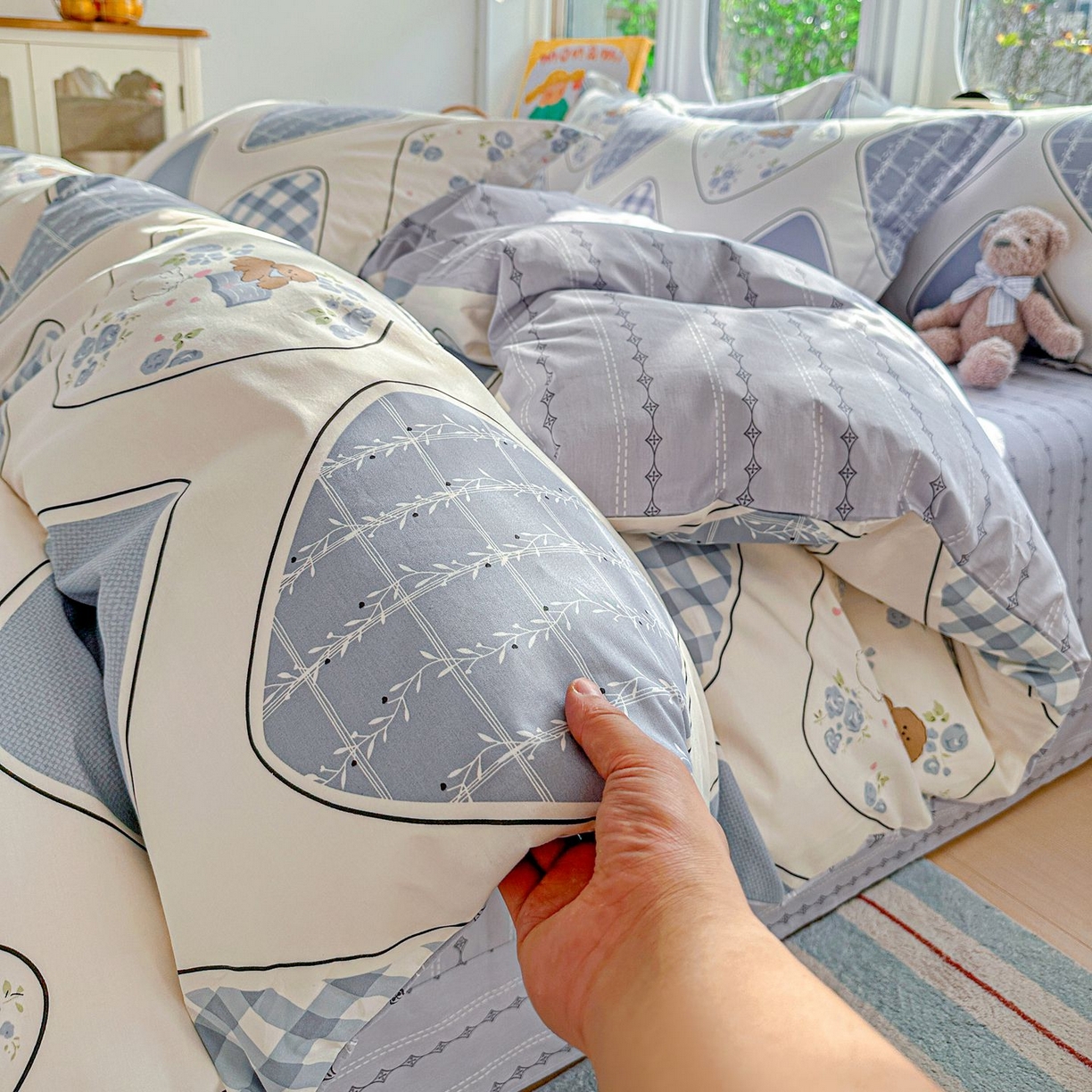 91家纺网 家纺一手货源 找家纺 恩泽家纺 2026新款13372ins全棉印花四件套单品系列-四件套 乐园