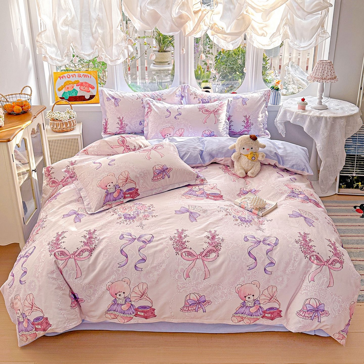 91家纺网 家纺一手货源 找家纺 恩泽家纺 2026新款13372ins全棉印花四件套单品系列-四件套 满香庭