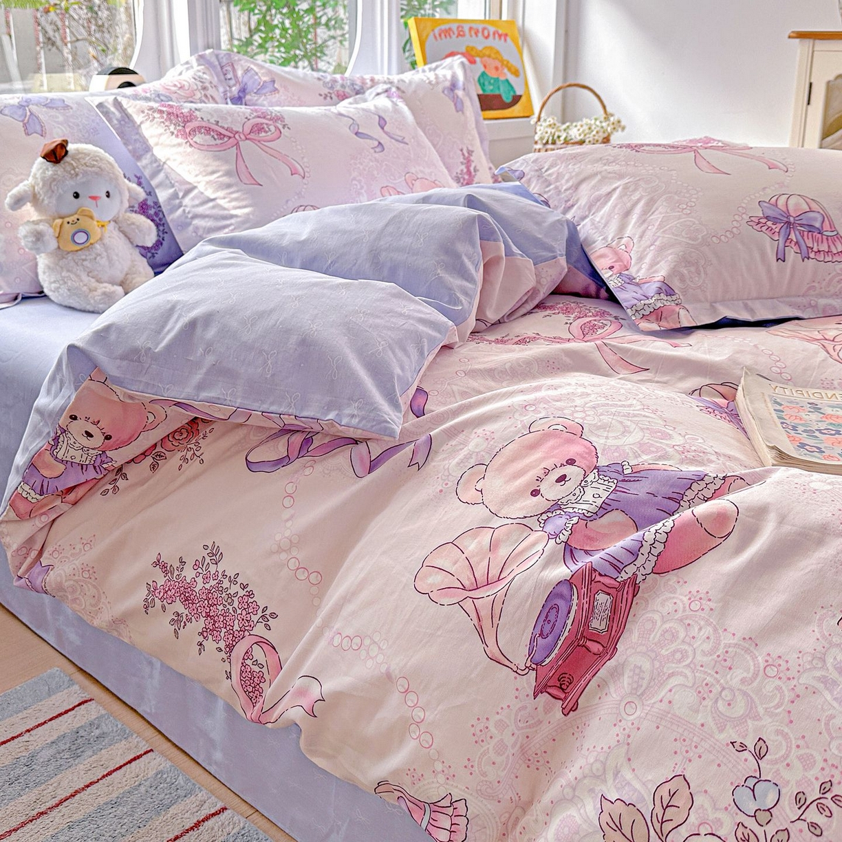 91家纺网 家纺一手货源 找家纺 恩泽家纺 2026新款13372ins全棉印花四件套单品系列-四件套 满香庭