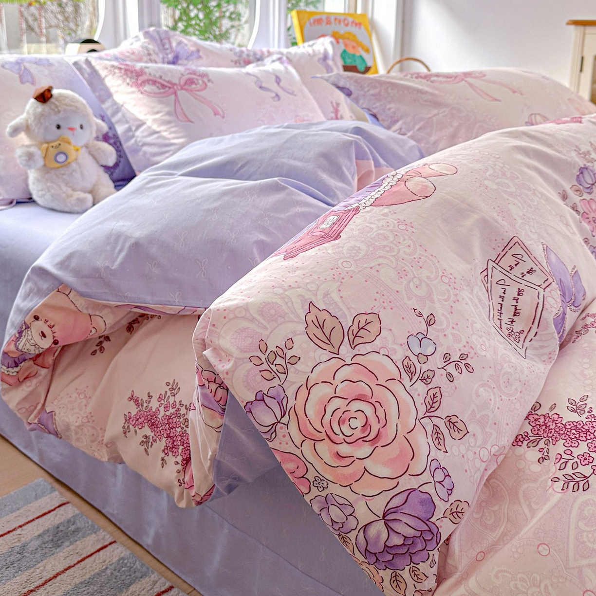 91家纺网 家纺一手货源 找家纺 恩泽家纺 2026新款13372ins全棉印花四件套单品系列-四件套 满香庭