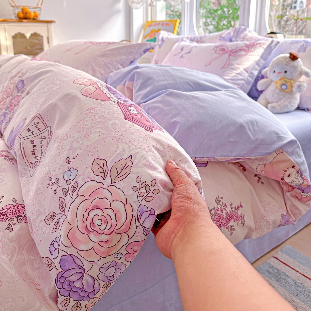 91家纺网 家纺一手货源 找家纺 恩泽家纺 2026新款13372ins全棉印花四件套单品系列-四件套 满香庭