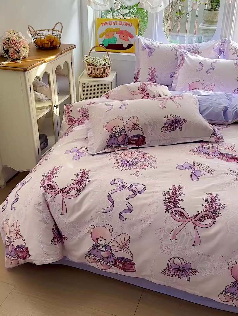 91家纺网 家纺一手货源 找家纺 恩泽家纺 2026新款13372ins全棉印花四件套单品系列-四件套 满香庭