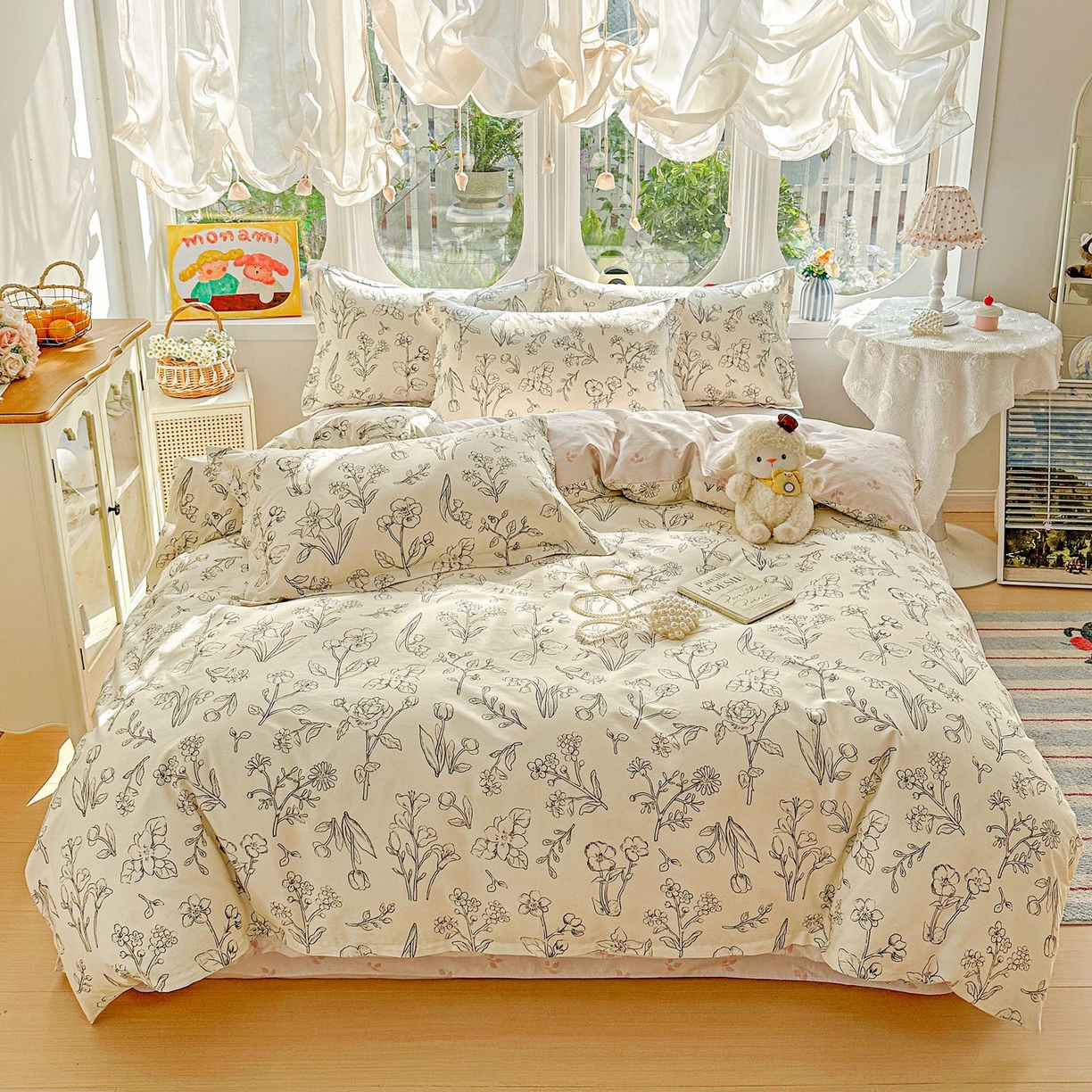 91家纺网 家纺一手货源 找家纺 恩泽家纺 2026新款13372ins全棉印花四件套单品系列-四件套 沫恋