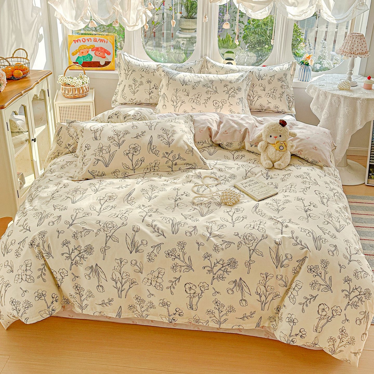 91家纺网 家纺一手货源 找家纺 恩泽家纺 2026新款13372ins全棉印花四件套单品系列-四件套 沫恋