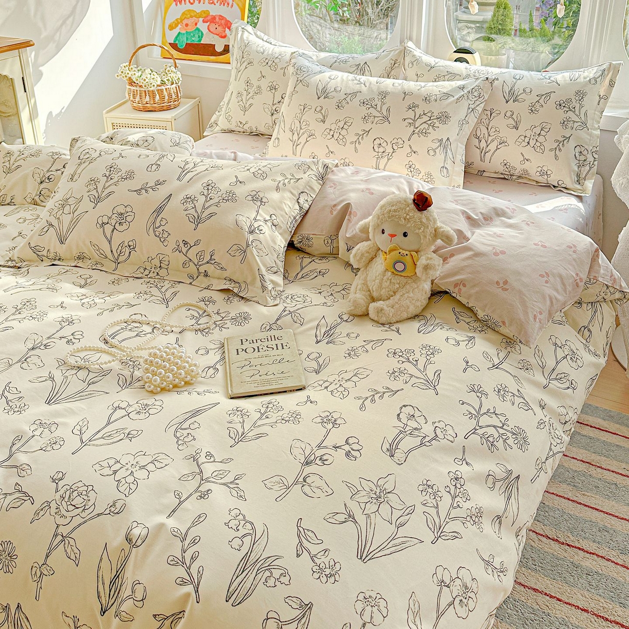 91家纺网 家纺一手货源 找家纺 恩泽家纺 2026新款13372ins全棉印花四件套单品系列-四件套 沫恋