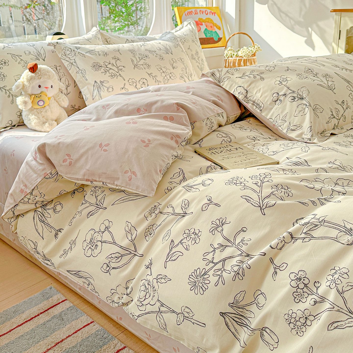 91家纺网 家纺一手货源 找家纺 恩泽家纺 2026新款13372ins全棉印花四件套单品系列-四件套 沫恋