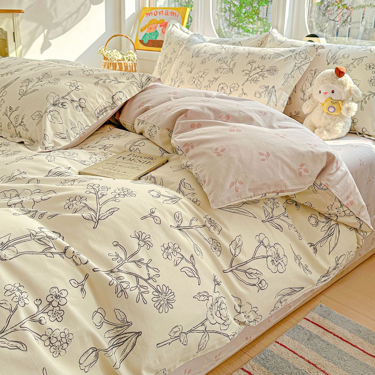 91家纺网 家纺一手货源 找家纺 恩泽家纺 2026新款13372ins全棉印花四件套单品系列-四件套 沫恋