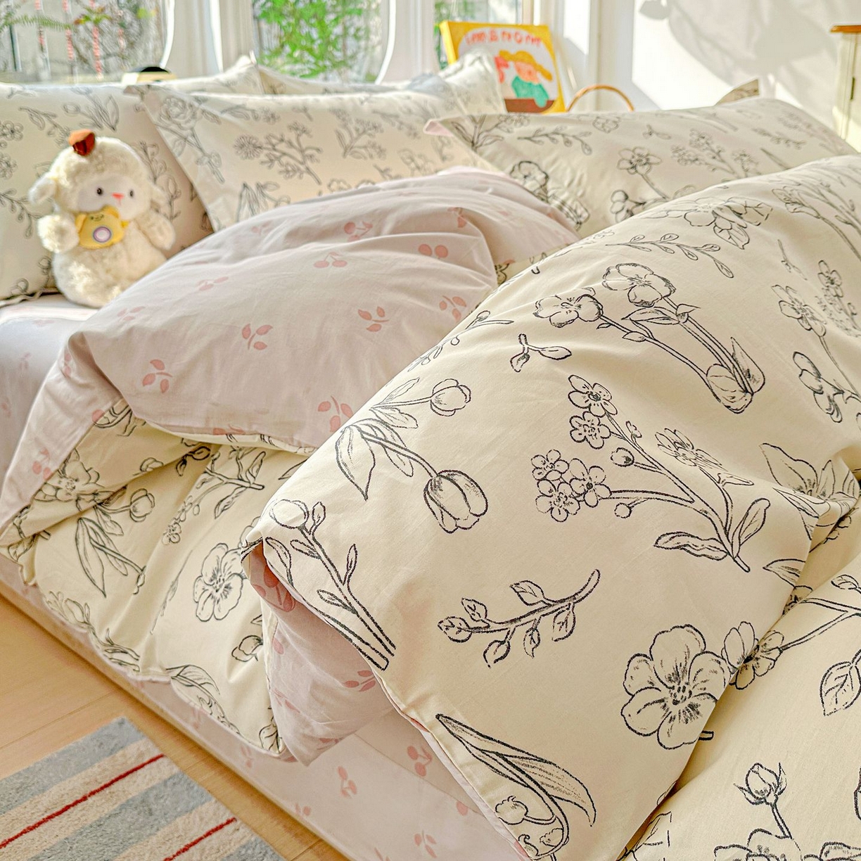 91家纺网 家纺一手货源 找家纺 恩泽家纺 2026新款13372ins全棉印花四件套单品系列-四件套 沫恋