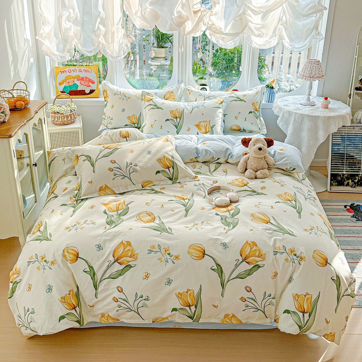 91家纺网 家纺一手货源 找家纺 恩泽家纺 2026新款13372ins全棉印花四件套单品系列-四件套 沐浴暖阳