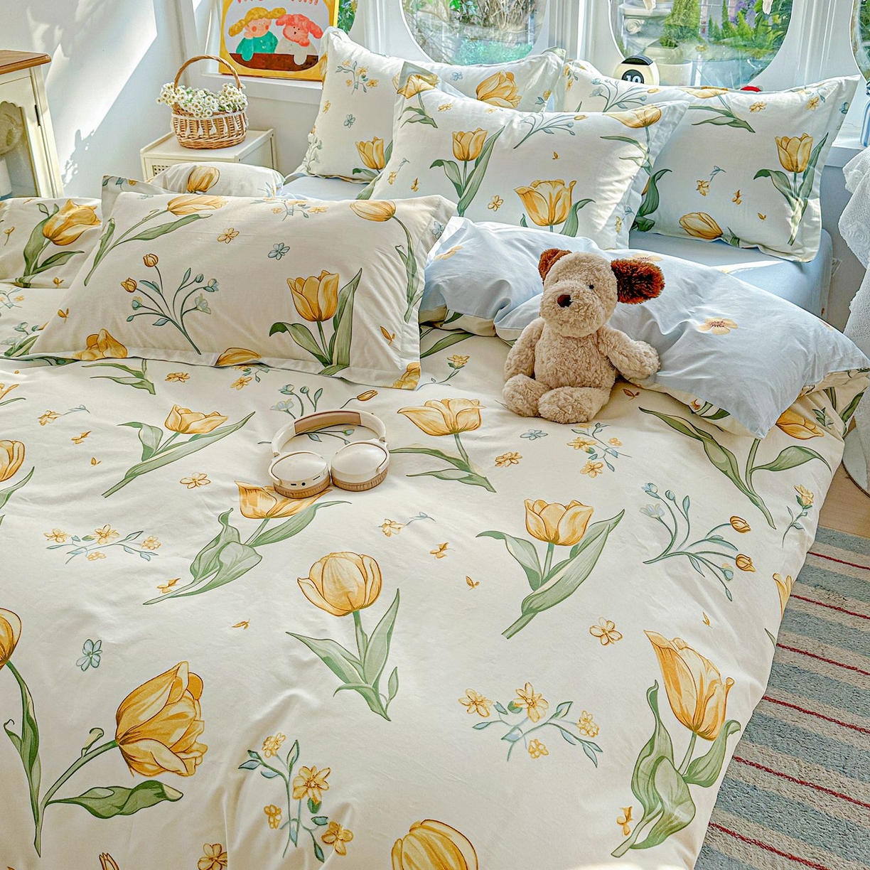 91家纺网 家纺一手货源 找家纺 恩泽家纺 2026新款13372ins全棉印花四件套单品系列-四件套 沐浴暖阳