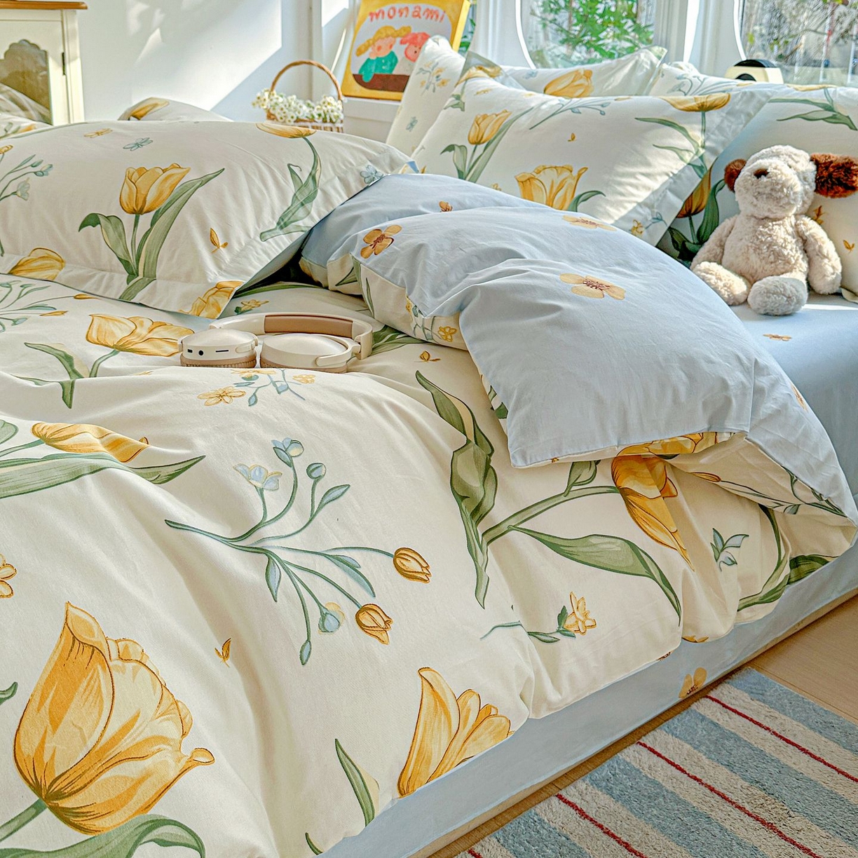 91家纺网 家纺一手货源 找家纺 恩泽家纺 2026新款13372ins全棉印花四件套单品系列-四件套 沐浴暖阳