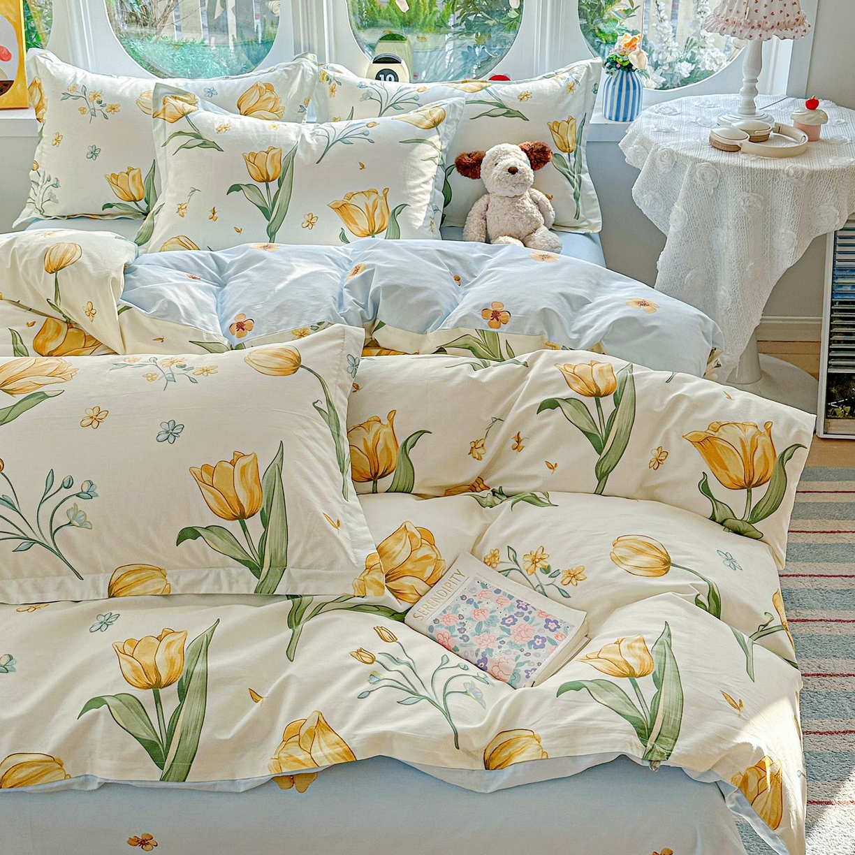 91家纺网 家纺一手货源 找家纺 恩泽家纺 2026新款13372ins全棉印花四件套单品系列-四件套 沐浴暖阳