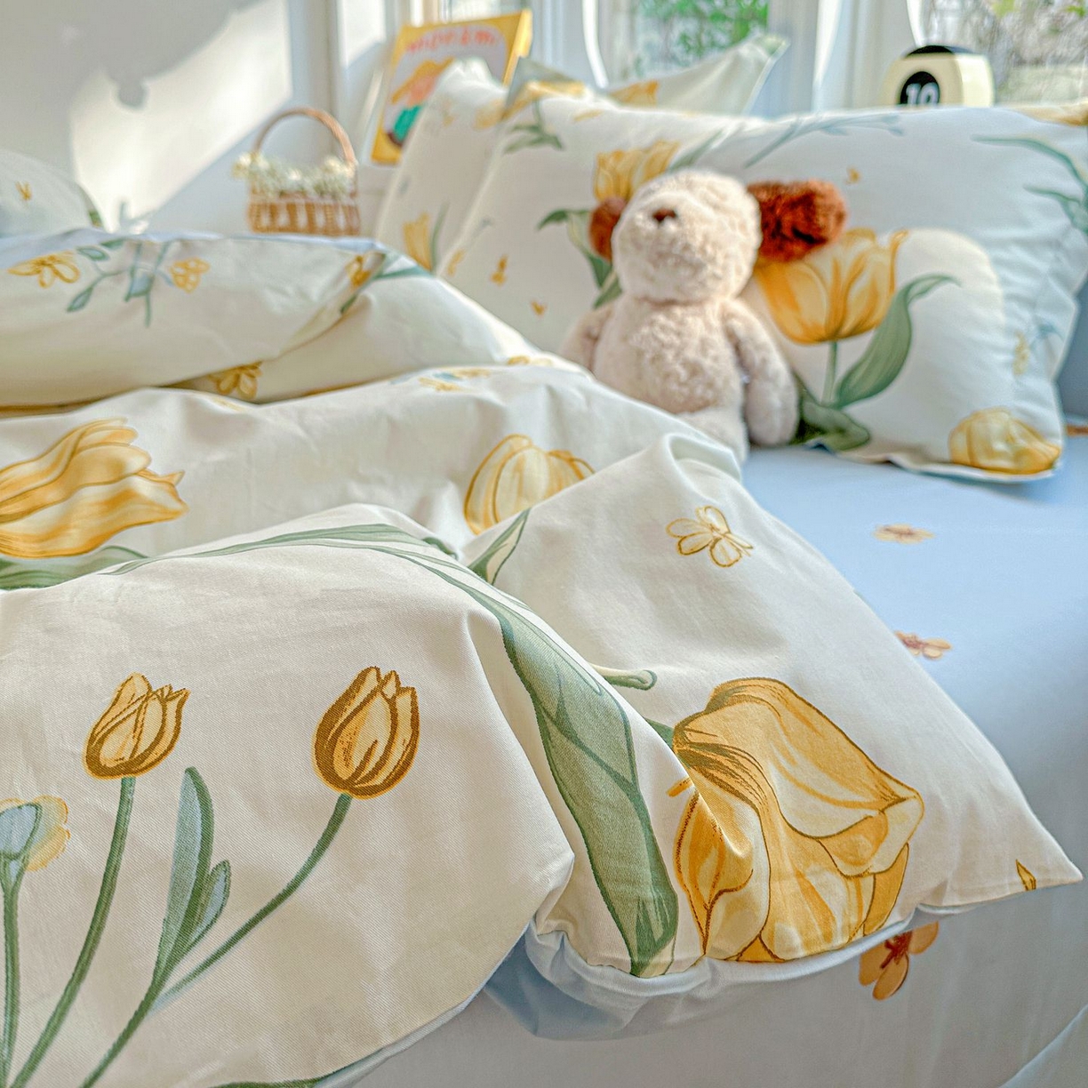 91家纺网 家纺一手货源 找家纺 恩泽家纺 2026新款13372ins全棉印花四件套单品系列-四件套 沐浴暖阳