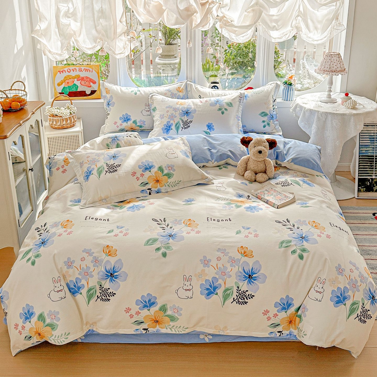 91家纺网 家纺一手货源 找家纺 恩泽家纺 2026新款13372ins全棉印花四件套单品系列-四件套 若薇