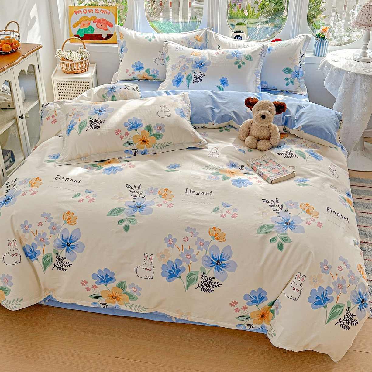 91家纺网 家纺一手货源 找家纺 恩泽家纺 2026新款13372ins全棉印花四件套单品系列-四件套 若薇