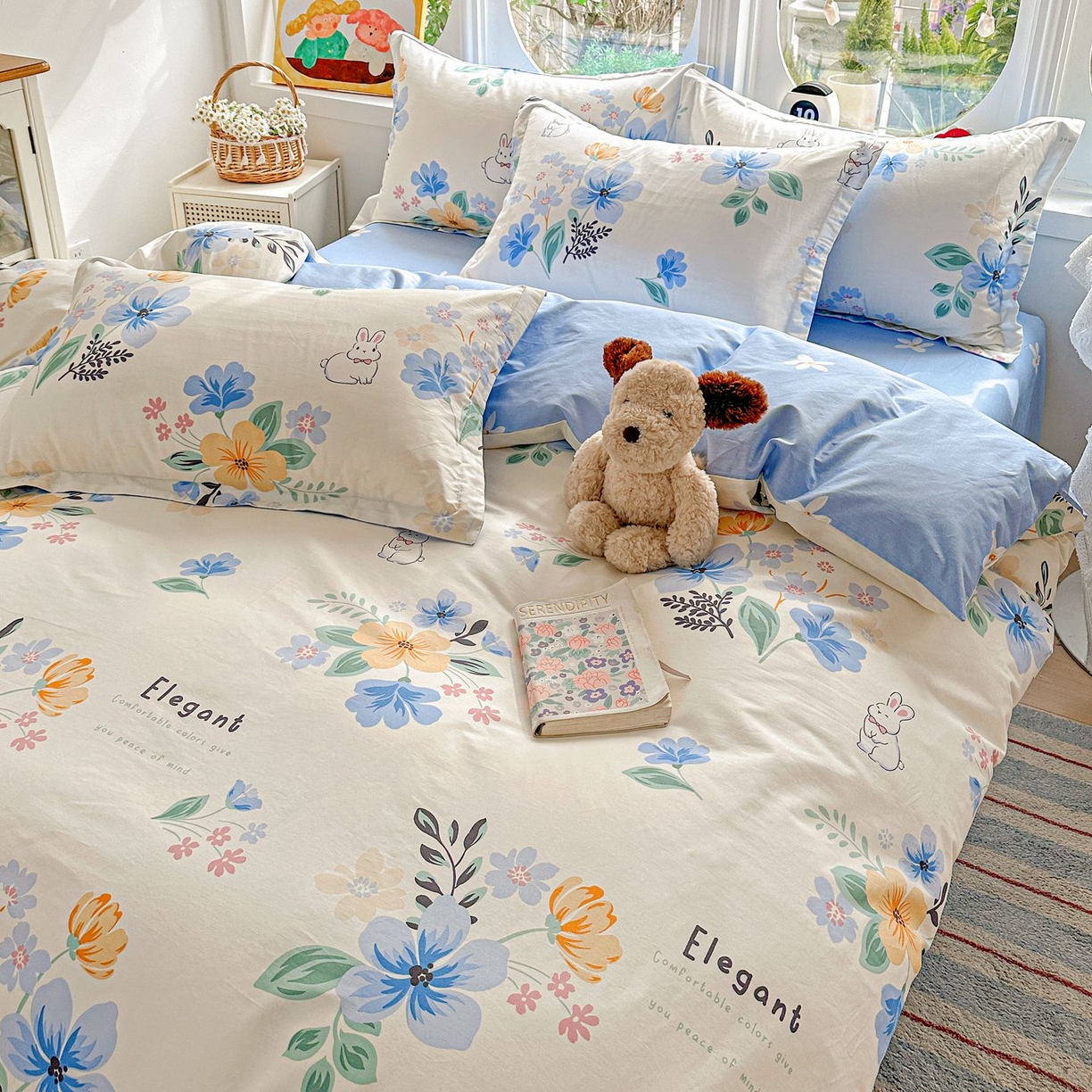 91家纺网 家纺一手货源 找家纺 恩泽家纺 2026新款13372ins全棉印花四件套单品系列-四件套 若薇