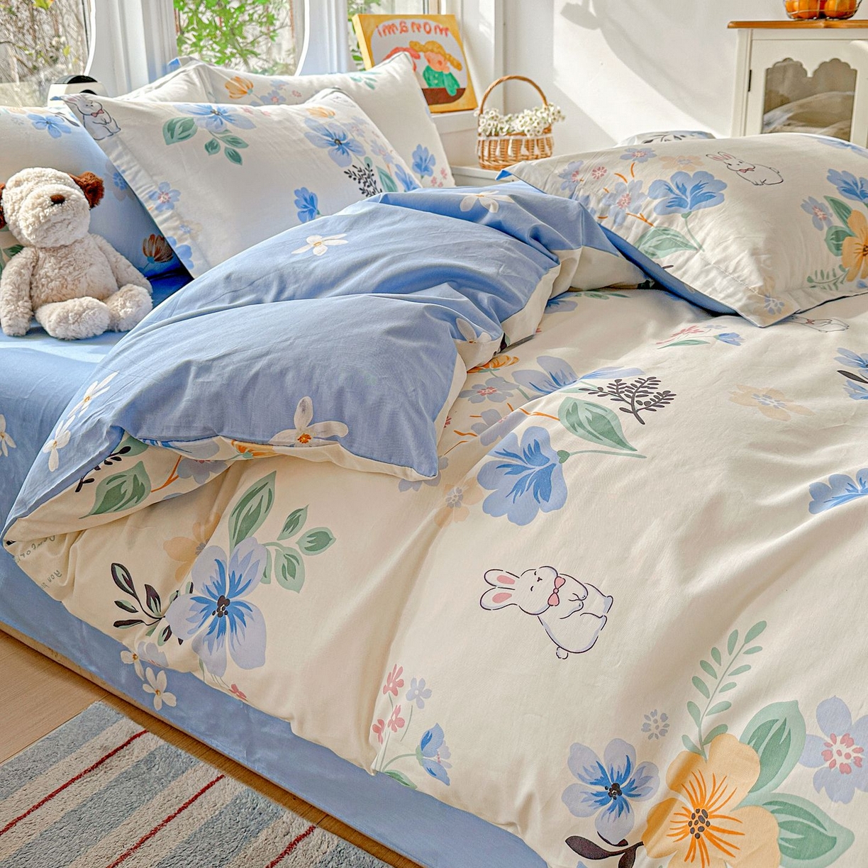 91家纺网 家纺一手货源 找家纺 恩泽家纺 2026新款13372ins全棉印花四件套单品系列-四件套 若薇