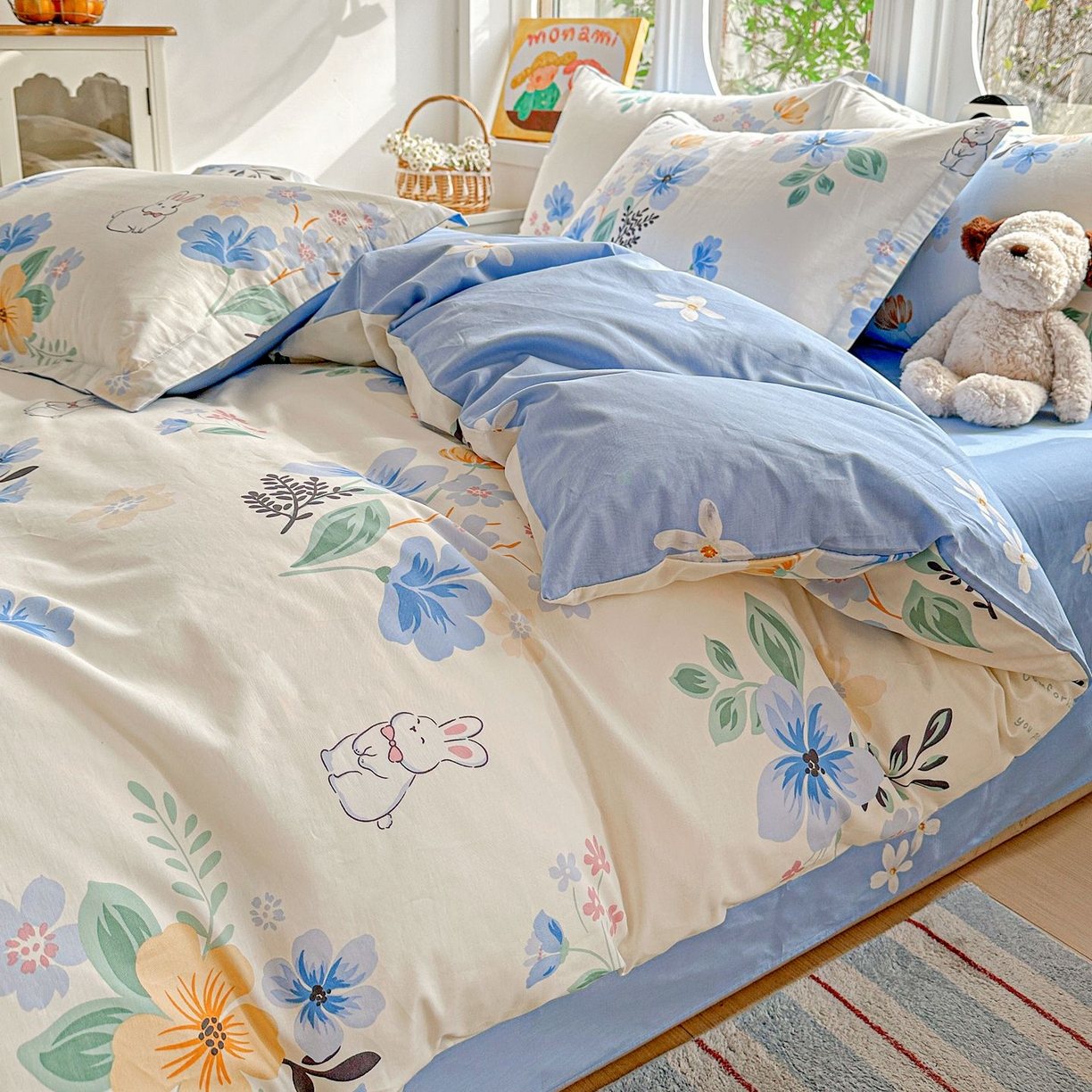 91家纺网 家纺一手货源 找家纺 恩泽家纺 2026新款13372ins全棉印花四件套单品系列-四件套 若薇