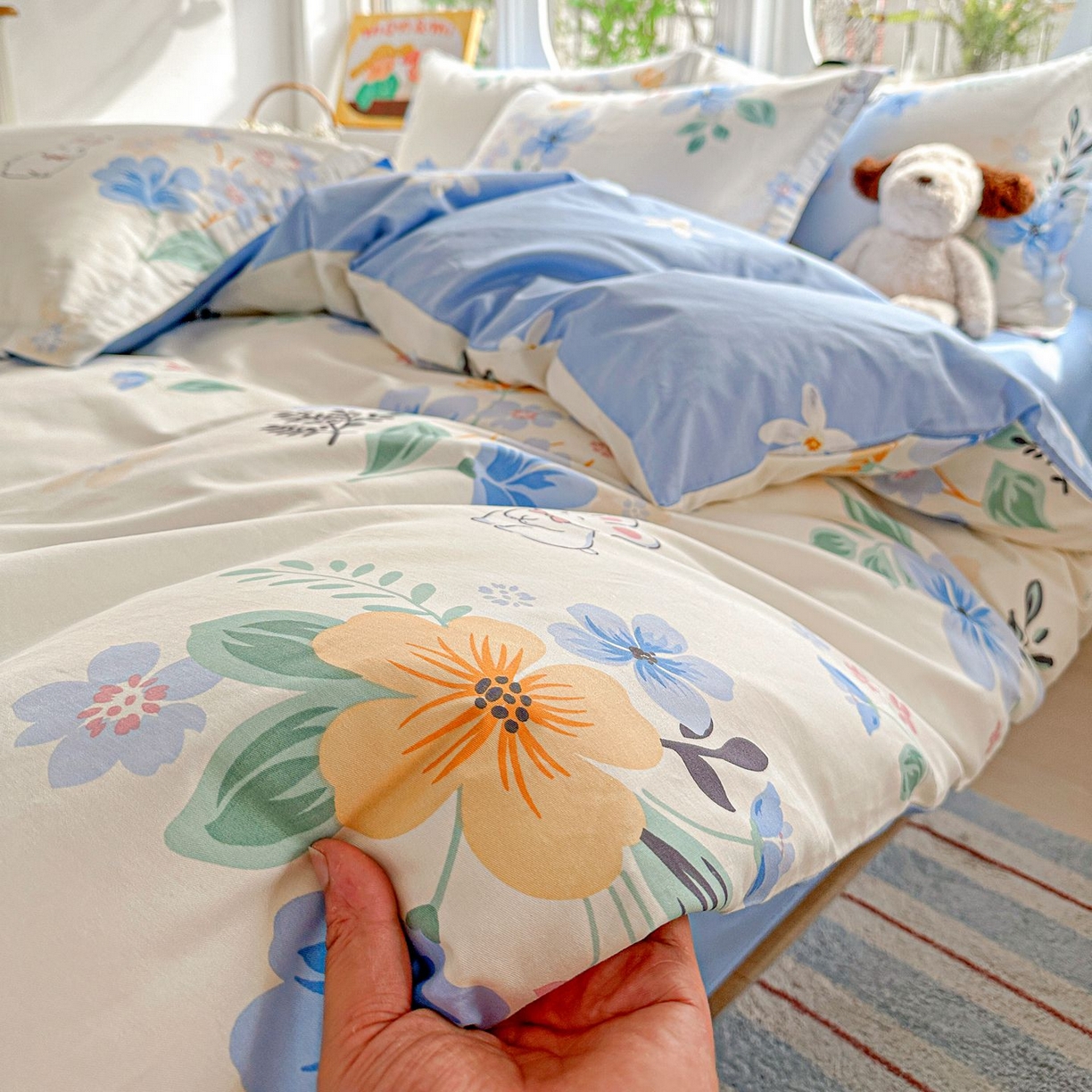 91家纺网 家纺一手货源 找家纺 恩泽家纺 2026新款13372ins全棉印花四件套单品系列-四件套 若薇