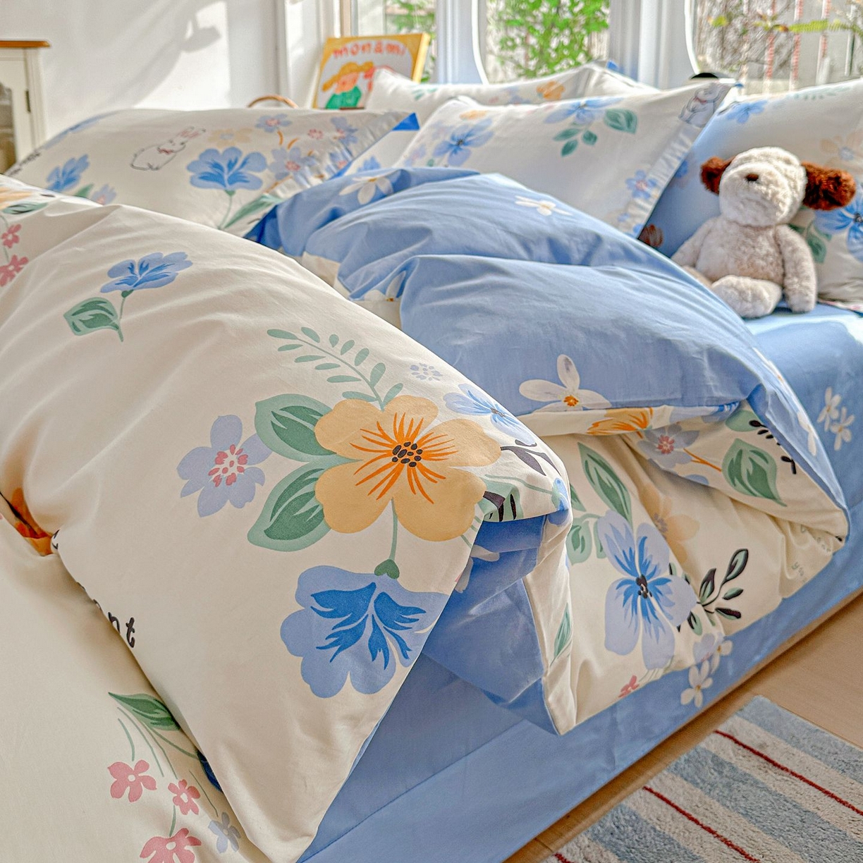 91家纺网 家纺一手货源 找家纺 恩泽家纺 2026新款13372ins全棉印花四件套单品系列-四件套 若薇